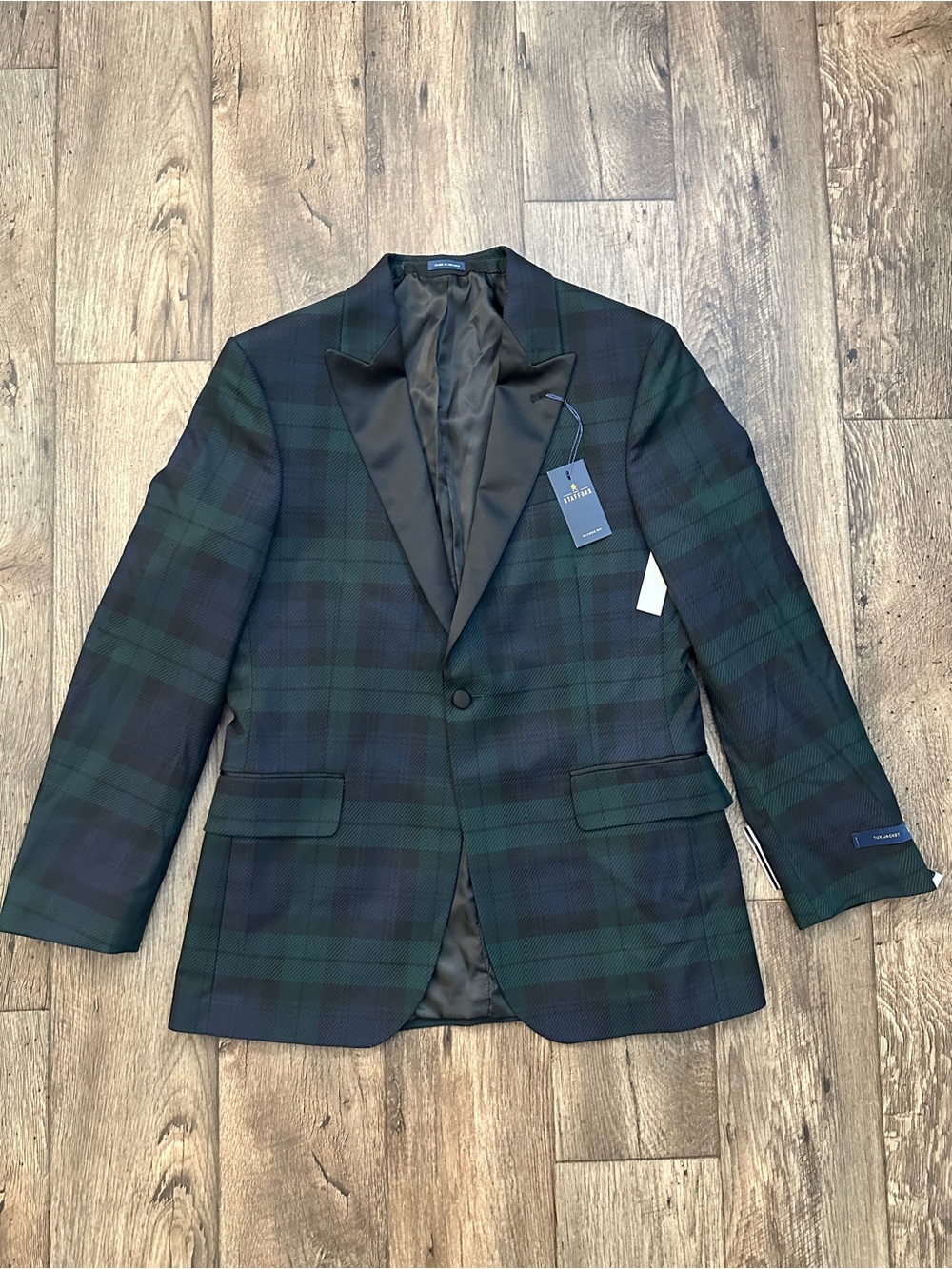 Stafford Classic Fit Tuxedo Evening Blazer Men’s Size 40 Reg plaid Multicolour